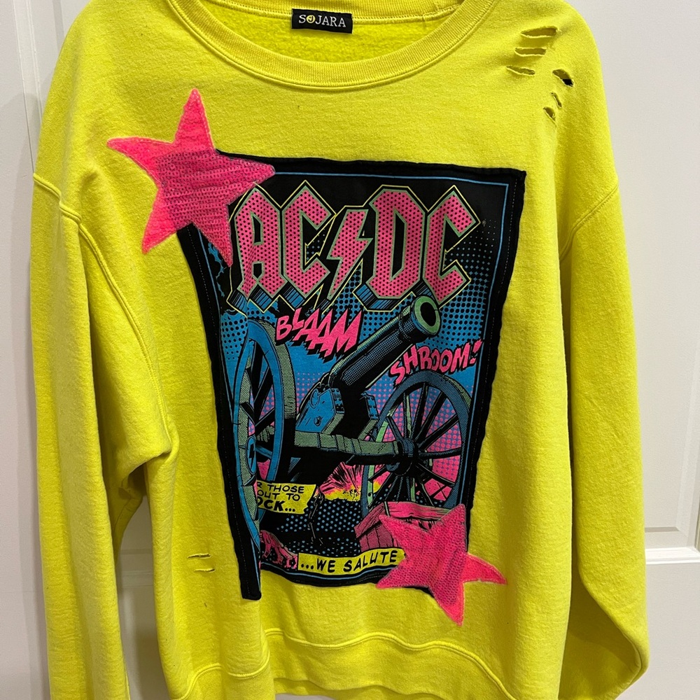 Yellow Graphic Sweatshirt with Pink Stars